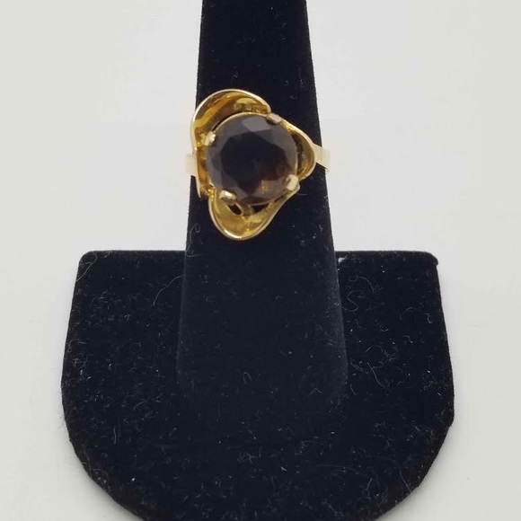 Stunning 14k Gold Large Smoky Quartz Ring - Picture 4 of 14